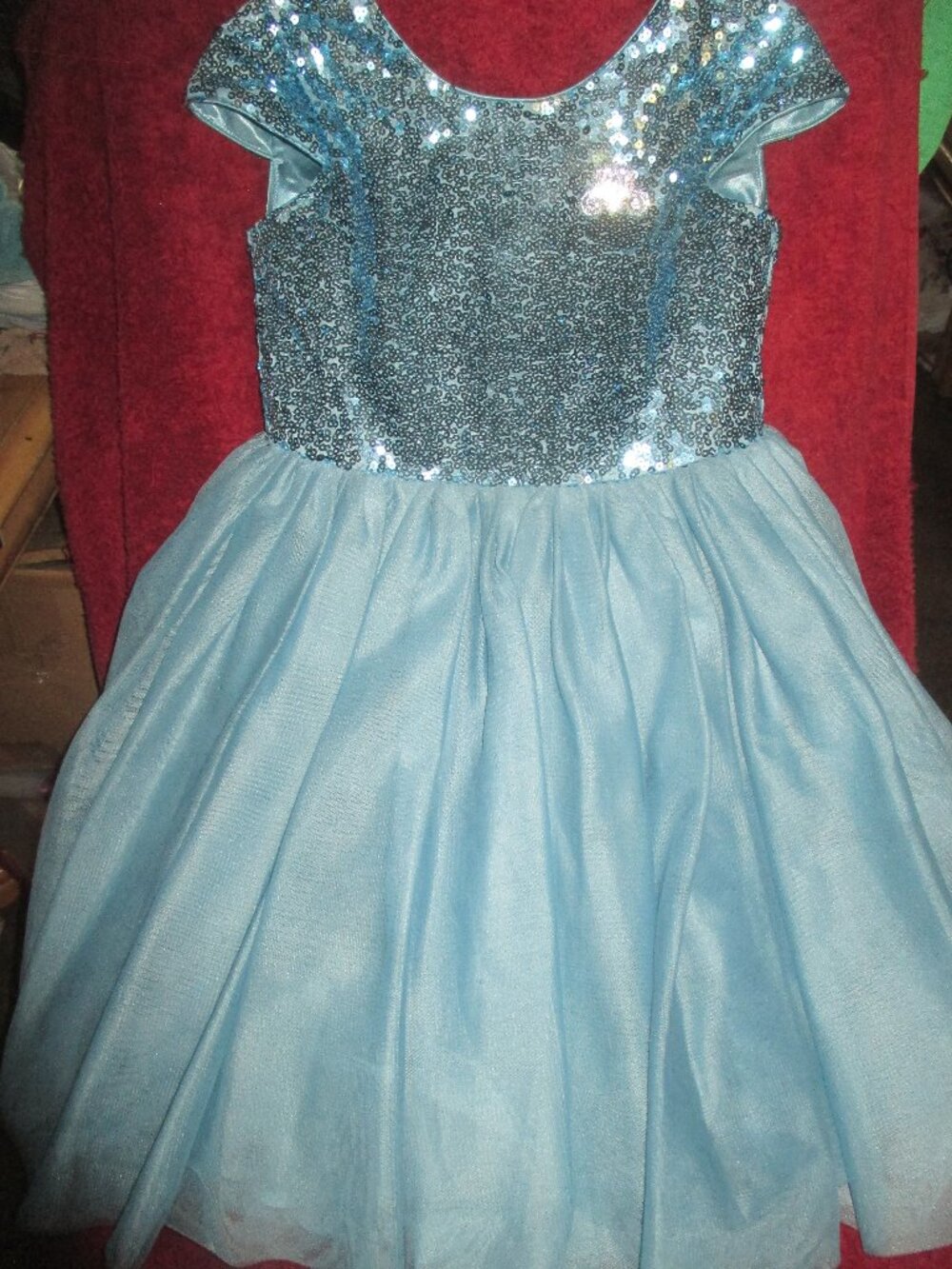 Disney Store Cinderella Party Dress Sz 7/8 Tulle Sequin Fancy- RHINESTONE COACH